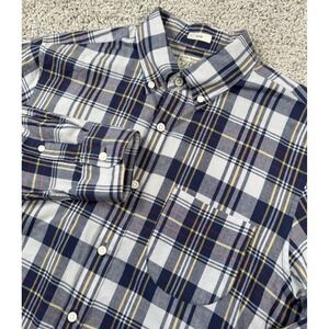 J Crew Indian Madras Slim Mens Long Sleeve Button Down Shirt Blue Plaid Medium